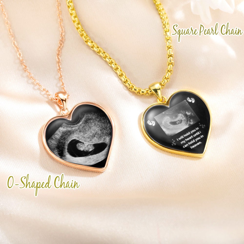 Colar de digitalização de gravidez personalizado, joias de ultrassom de sonograma personalizadas, presente de aniversário para novo pai, presente memorial para pai/papai/mãe, lembrança de aborto espontâneo gravada personalizada, presente de perda de bebê,