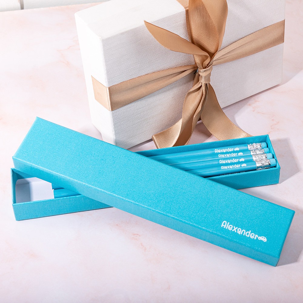 Personalized Box of 12 HB Pencils, Custom Name & Icon Pencils with Erasers, Macaron Color Writing Pencils, Back to School/Children's Day Gift for Kids