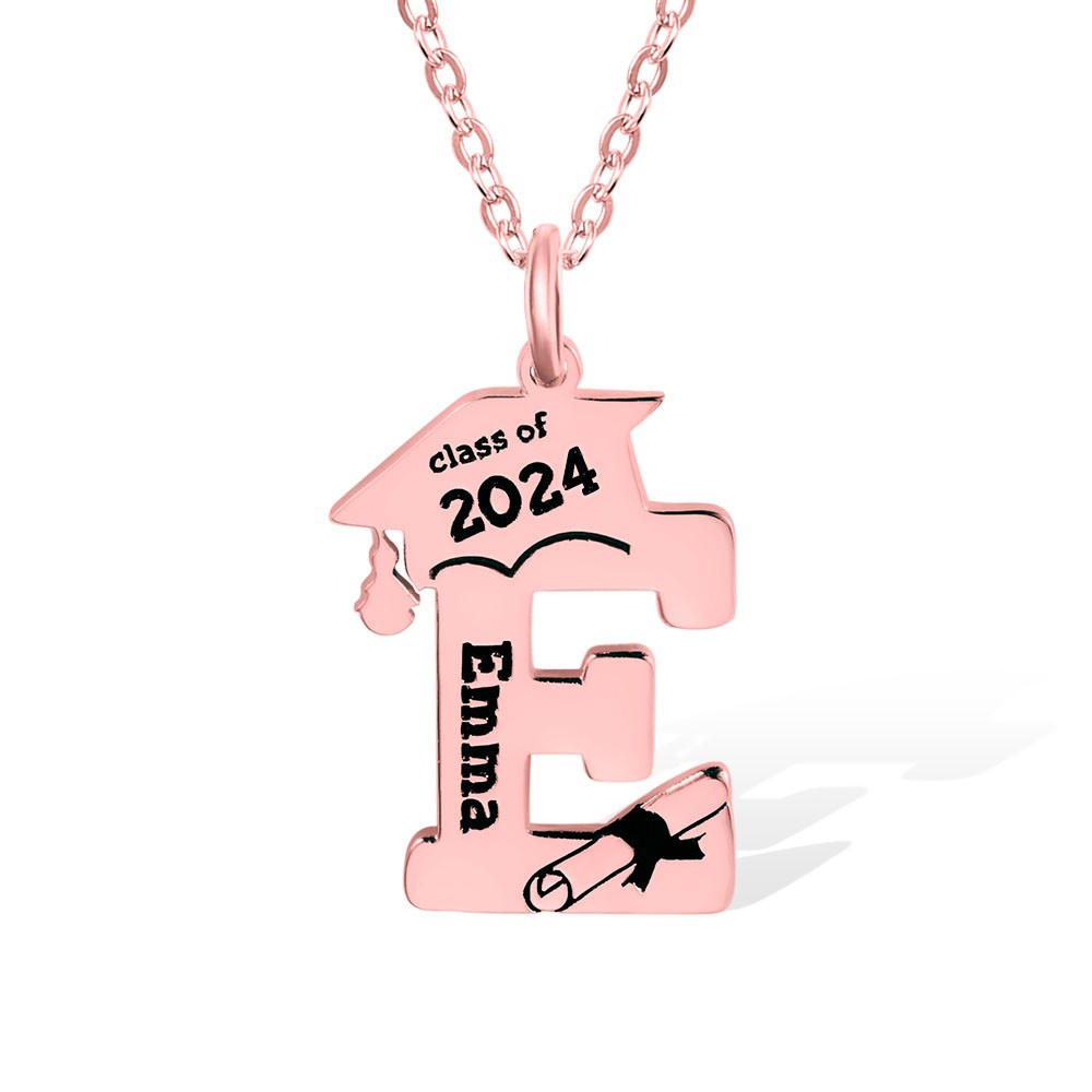 Custom Letter Necklace Initial Necklace, Class of 2022 Graduate Gift Graduating Present Grad Gift for Her/daughter/granddaughter, Stainless Steel/Silver Graduation Necklace