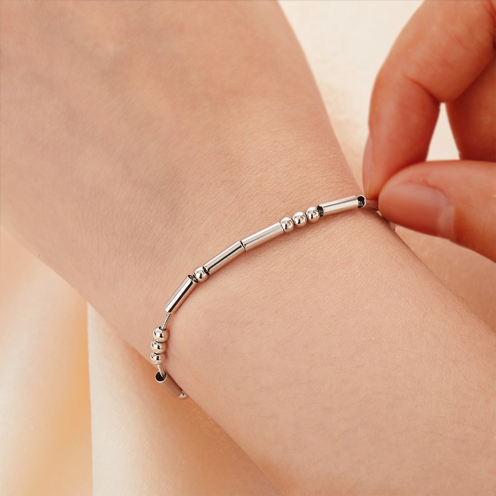 Personalisiertes Morsecode-Armband, Armband für Fernbeziehungen, Paarschmuck aus Sterlingsilber 925, Valentinstag-/Jahrestagsgeschenk für Paare/Liebhaber