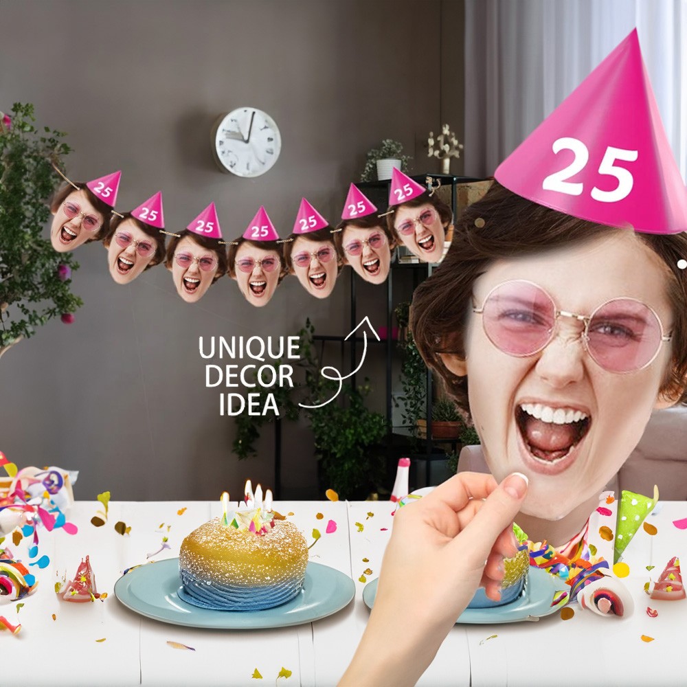 custom face photo birthday banner