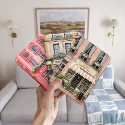Personalized Oil Painting Bookstore Design Portable Kindle Case with Text, TPU Kindle Protector, Graduation/Birthday Gift for Book Lovers/Readers