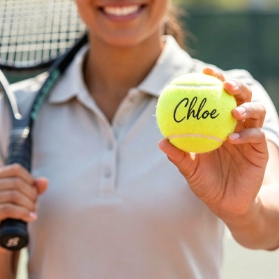 Gepersonaliseerde tenniscadeauset met naam, tennisballen, sporthanddoek, drinkbeker, sportaccessoires, verjaardags-/bedankcadeau voor tennisliefhebber/coach