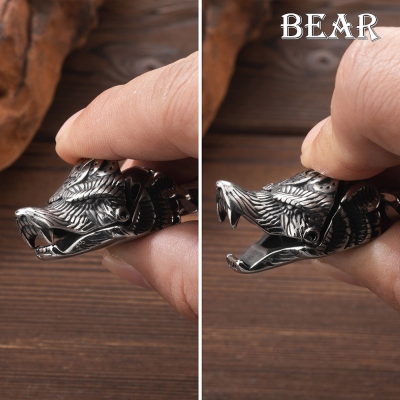Gioielli norvegesi vichinghi personalizzati, bracciale testa di drago aquila lupo in acciaio inossidabile, gioielli moto bracciale punk, regalo per uomo/padre