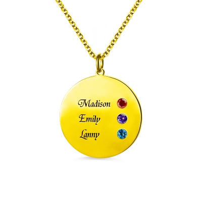 Custom Disc Necklace Engraved 3 Names For Mom