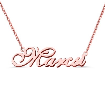 Custom Nameplate Necklace 18K Rose Gold Plated
