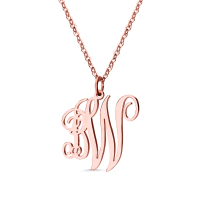 Personalized 2 Initial Monogram Necklace Rose Gold