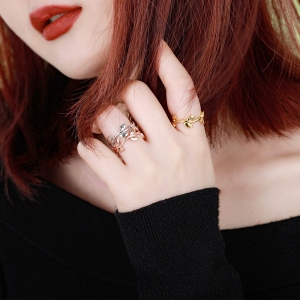 Personalized Initial Leaf Stackable Ring