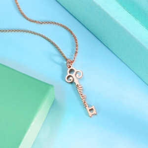 Personalized Key to True Love Birthstone Name Necklace