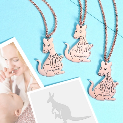 Personalized Kangaroo Family Necklace