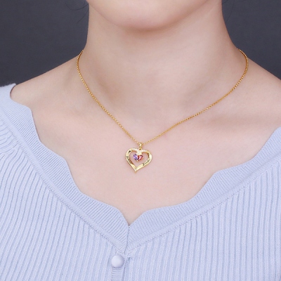 Personalized Heart Birthstone Necklace & Ring