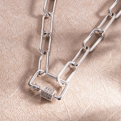 Personalized Screw Clasp Paperclip Chain Necklace