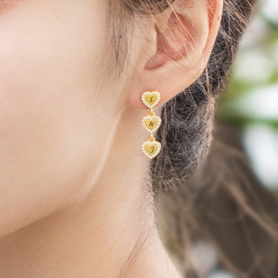 Boucles d'oreilles personnalisées 1-9 coeurs pour elle