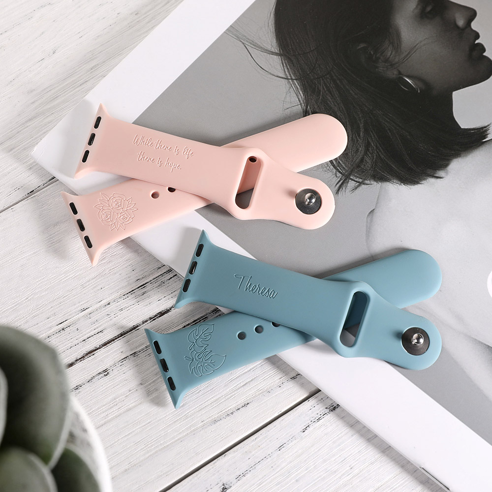 Pulseira de relógio de maçã personalizada com flores