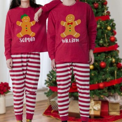 Customed Christmas Pajamas Gingerbread Style for Family & Lovers
