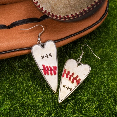 Collier/boucles d'oreilles en cuir de baseball personnalisé Bijoux de sport