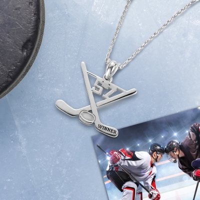 Custom Hockey Necklace Ice Hockey Sticks Name Jewelry