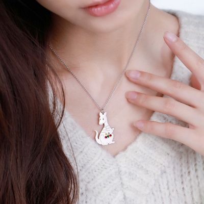 Personalized Kangaroo Family Birthstone Name Necklace