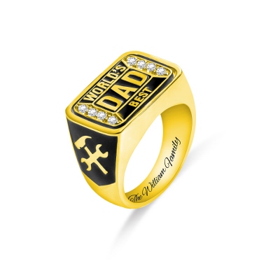 Personalized Name and Birthstone Champion Ring for Father