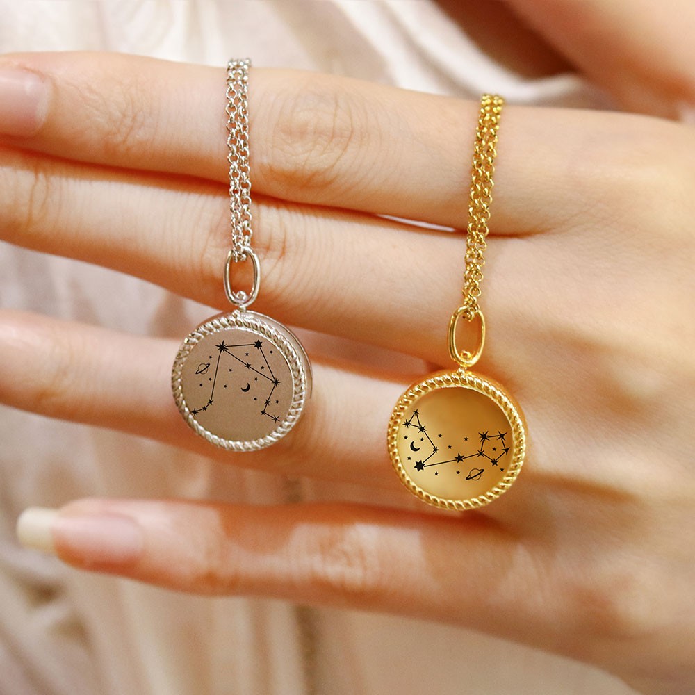 Personalized Photo Locket Necklace Memorial Constellation Pendant Necklace Gift for Woman/Mom/Her/Lover
