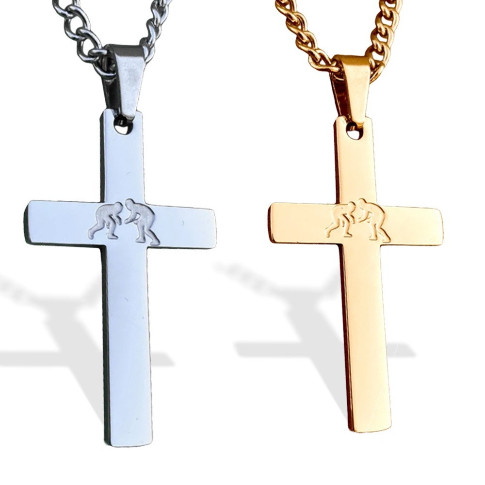 Collier de croix de sport avec collier de pendentifs de football de volley-ball de baseball gravé, cadeau de bijoux pour les athlètes / entraîneur / coéquipier
