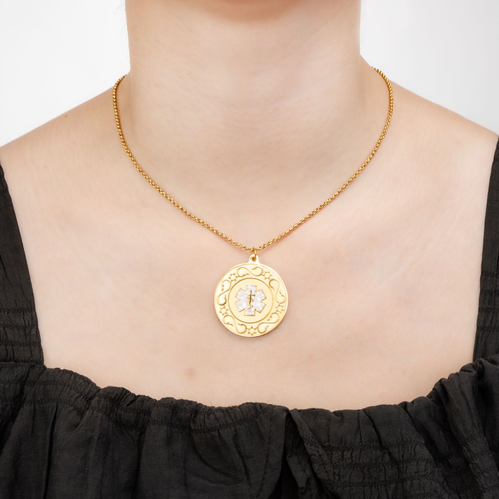 Custom Medical Alert Necklace Stainless Steel Engraved Medical Jewelry, ID Tag for Men/Women
