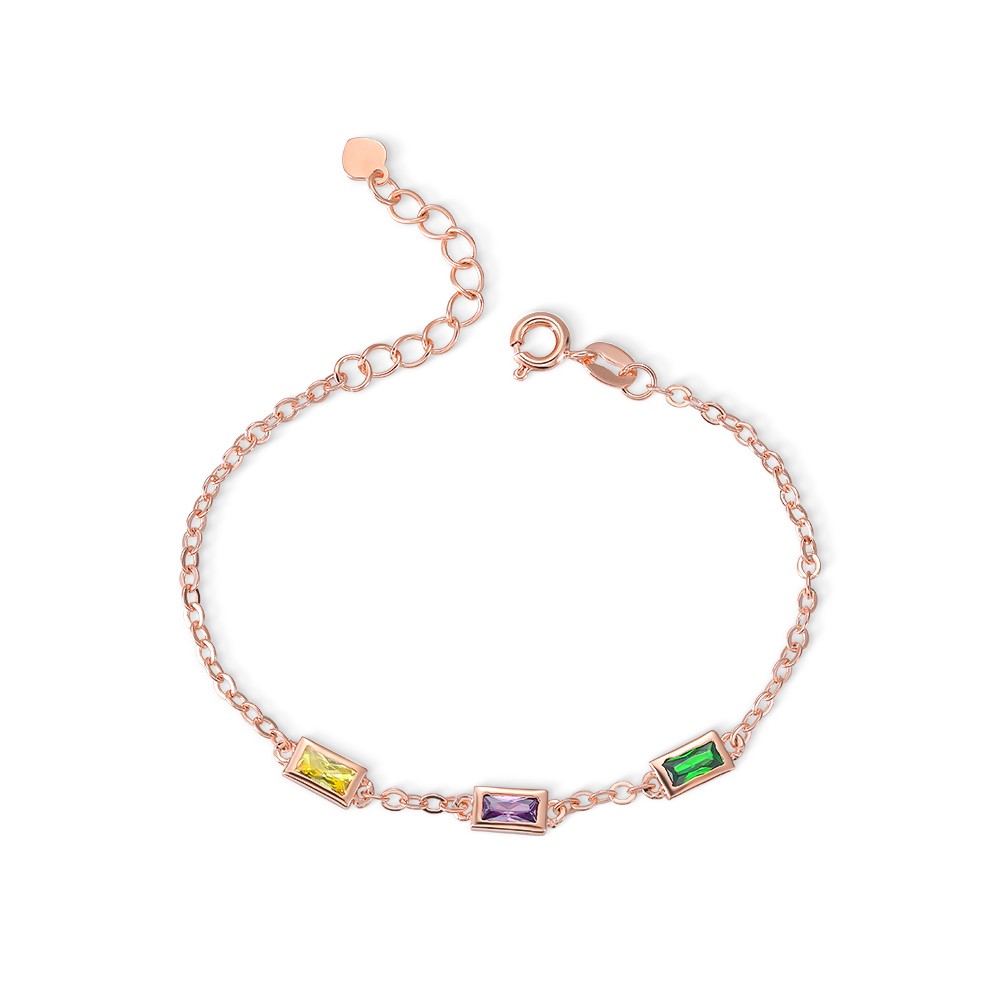 Personalized Rectangular Birthstone Bracelet, Dainty Birthstone Bracelet, Family Birthstone Bracelet, Mother's Day/Anniversary Gift for Mom/Wife