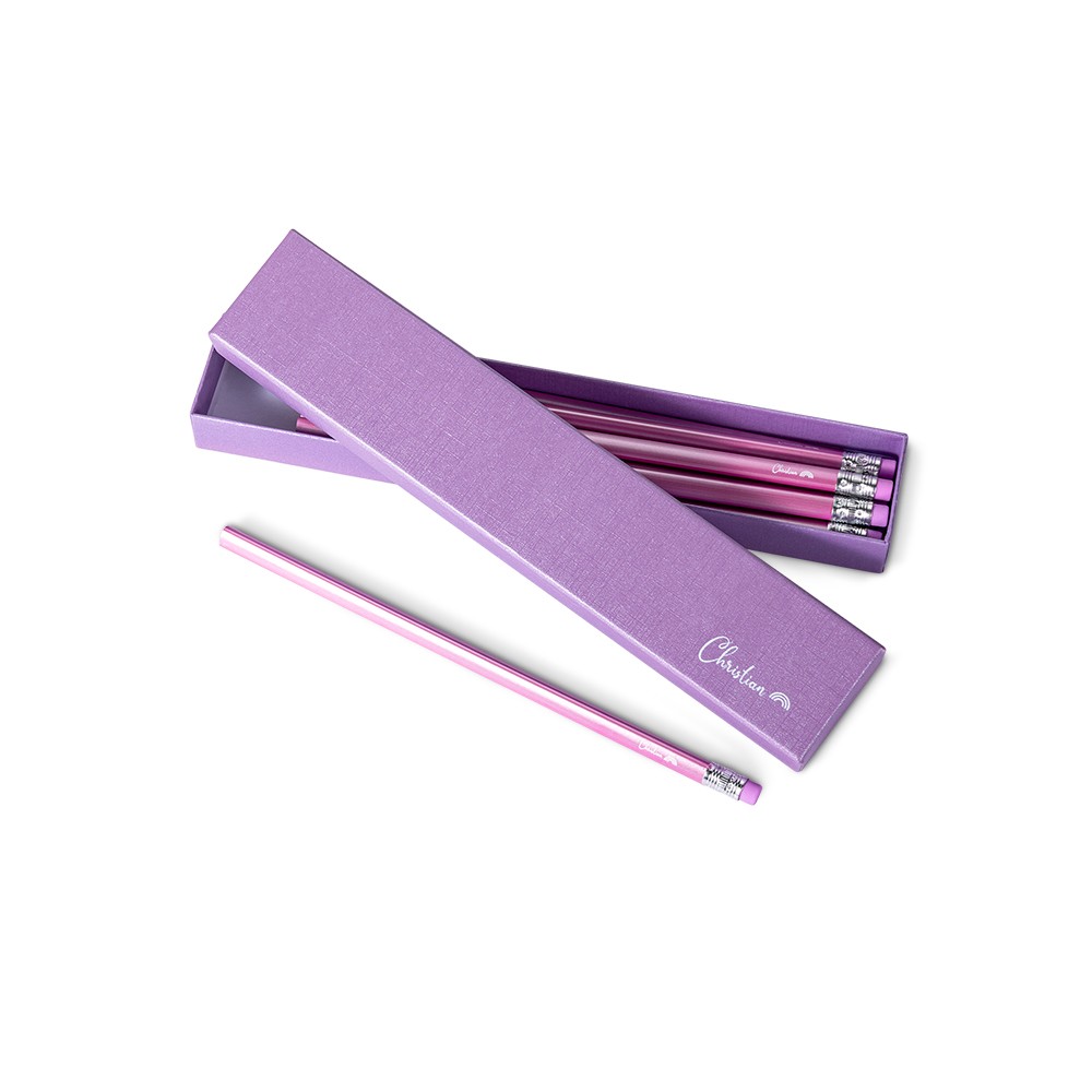 Personalized Box of 12 HB Pencils, Custom Name & Icon Pencils with Erasers, Macaron Color Writing Pencils, Back to School/Children's Day Gift for Kids