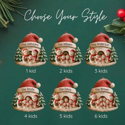 Custom 1-6 Names Snowman Family Christmas Ornament, Acrylic Christmas Tree Hanging Ornament, Holiday Keepsake, Christmas Gift For Family/Mom/Grandma