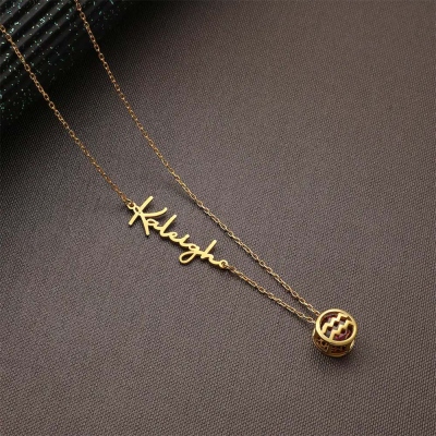 Collier personnalisé avec nom et pierre de naissance, en argent sterling 925, bijou astrologique fait main pour femme, cadeau d'anniversaire pour maman, fille ou meilleure amie