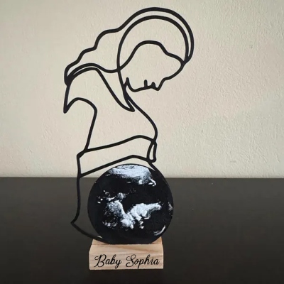 Custom Pregnancy Picture Silhouette Display Holder, Ultrasound Image Decor with Base, First Mother's Day Keepsake, Mother's Day Gift for Expecting Mom