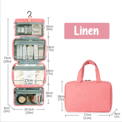 Personalized Name and Birth Flower Cosmetic Travel Bag, Foldable Make up Organizer, Makeup Bag, Hanging Toiletry Bag for Women, Weekender Bag