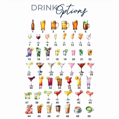 Personlig bågformad akrylskylt med signaturdrink för bröllopsbar, anpassad cocktailmeny med illustrationer, elegant mottagningsskylt i bar för par