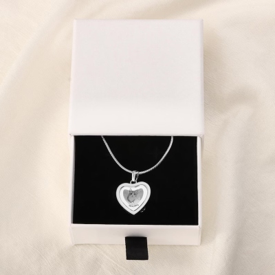 Gepersonaliseerde hartvormige urnketting met naam en foto, ashangerketting met hanger voor kat of hond, herdenkingssieraad voor huisdier, jubileum-/rouwgeschenk voor huisdiereigenaren.