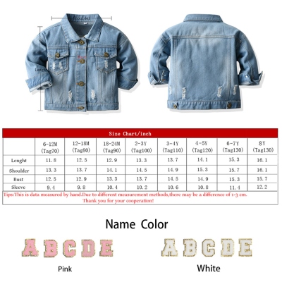 Personalized Chenille Letter Patch Jean Jacket, Custom Cute Icon Patch Toddler Denim Jacket, DIY Decoration, Birthday Gift for Boy/Girl/Kid