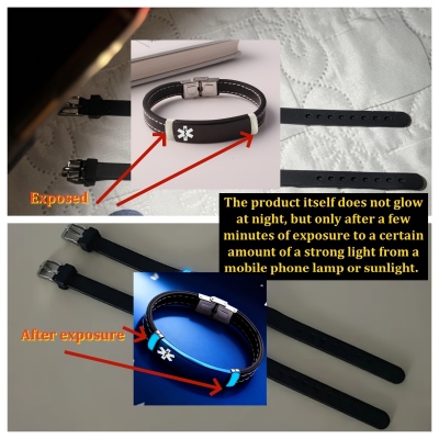 Personalized Luminous Medical Alert ID Bracelet with Text, Emergency Contact Wristband, Unisex Daily Jewelry, Birthday Gift for Men/Women/Family