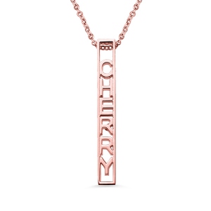Personalized Special 3D Bar Necklace In Rose Gold