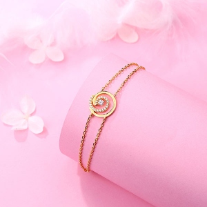 Personalized Whirlpool Bracelet With Birthstone in Gold
