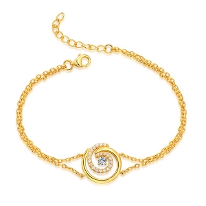Personalized Whirlpool Bracelet With Birthstone in Gold