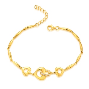 Personalized Heart Bracelet With Birthstone in Gold