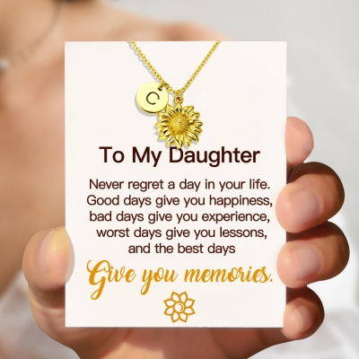 Personalized Sunflower Necklace with Initial