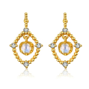 Natural Blue Moonstone Earrings In Gold
