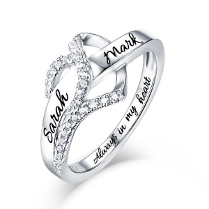 Personalisierter  Herzring in Sterlingsilber