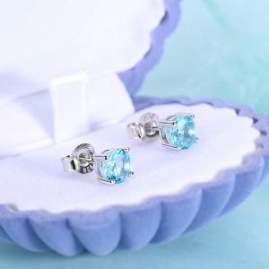 Round Birthstone Earrings