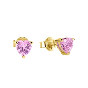 Personalized Heart Birthstone Stud Earrings for Her