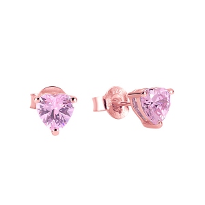 Personalized Heart Birthstone Stud Earrings for Her