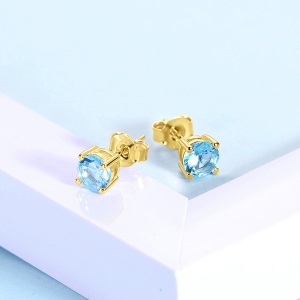 Round Birthstone Earrings