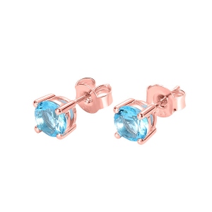 Personalized Round Birthstone Stud Earrings for Her