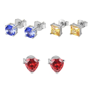 Personalized Week Birthstone Stud Earrings in Silver Pack of 7