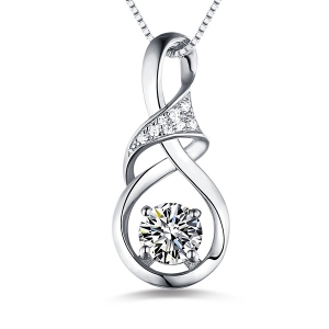 Infinity Necklace with Birthstone Pendant in Silver